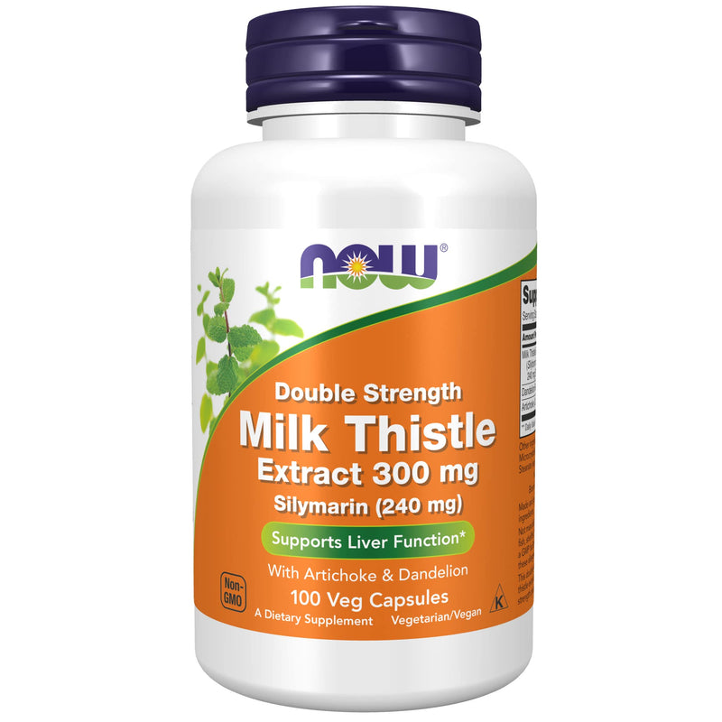 [Australia] - NOW Supplements, Silymarin Milk Thistle Extract 300 mg with Artichoke and Dandelion, Double Strength, Supports Liver Function*, 100 Veg Capsules 