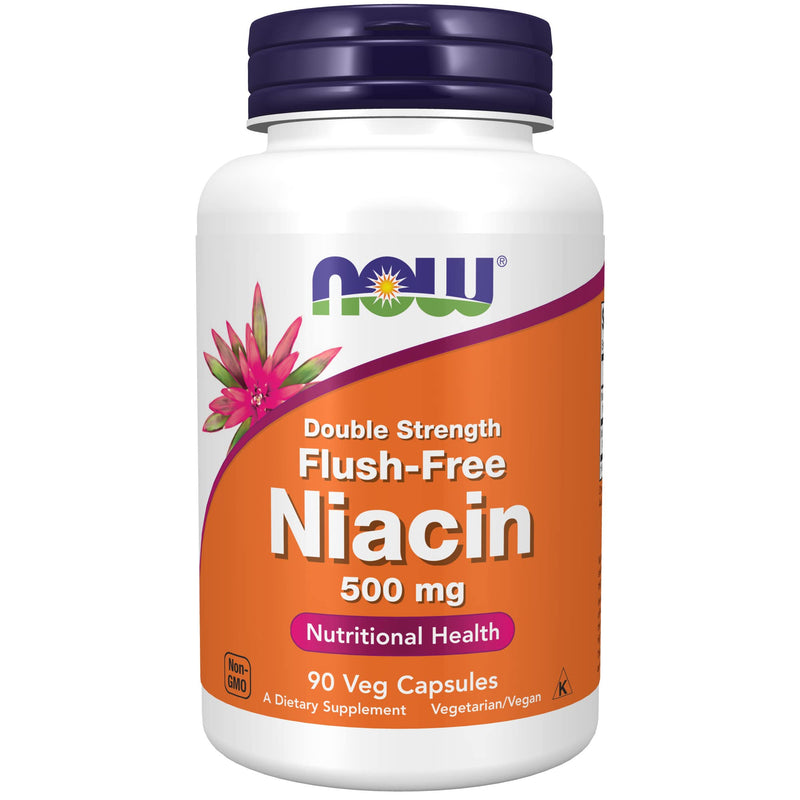 [Australia] - NOW Supplements, Niacin (Vitamin B-3) 500 mg, Flush-Free, Double Strength, Nutritional Health, 90 Veg Capsules 