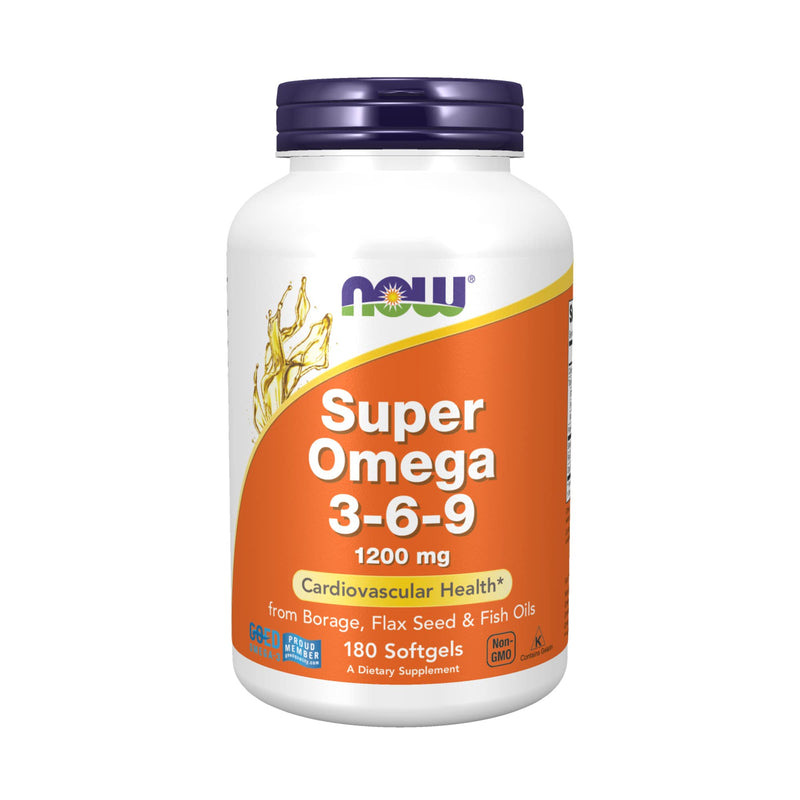 [Australia] - NOW Supplements, Super Omega 3-6-9 1200 mg with a blend of Fish, Borage and Flax Seed Oils, 180 Softgels 