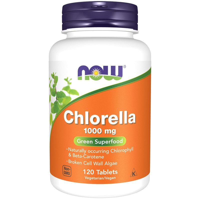 [Australia] - NOW Supplements, Chlorella 1000 mg with naturally occurring Chlorophyll, Beta-Carotene, mixed Carotenoids, Vitamin C, Iron and Protein, 120 Tablets 