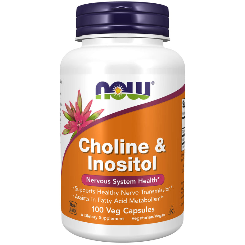 [Australia] - NOW Supplements, Choline & Inositol 500 mg, Healthy Nerve Transmission*, Nervous System Health*, 100 Capsules 1 