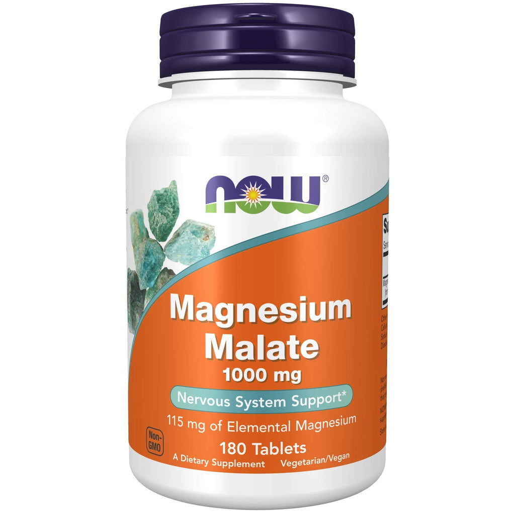 [Australia] - NOW Supplements, Magnesium Malate 1000 mg, Energy Production*, Nervous System Support*, 180 Tablets 