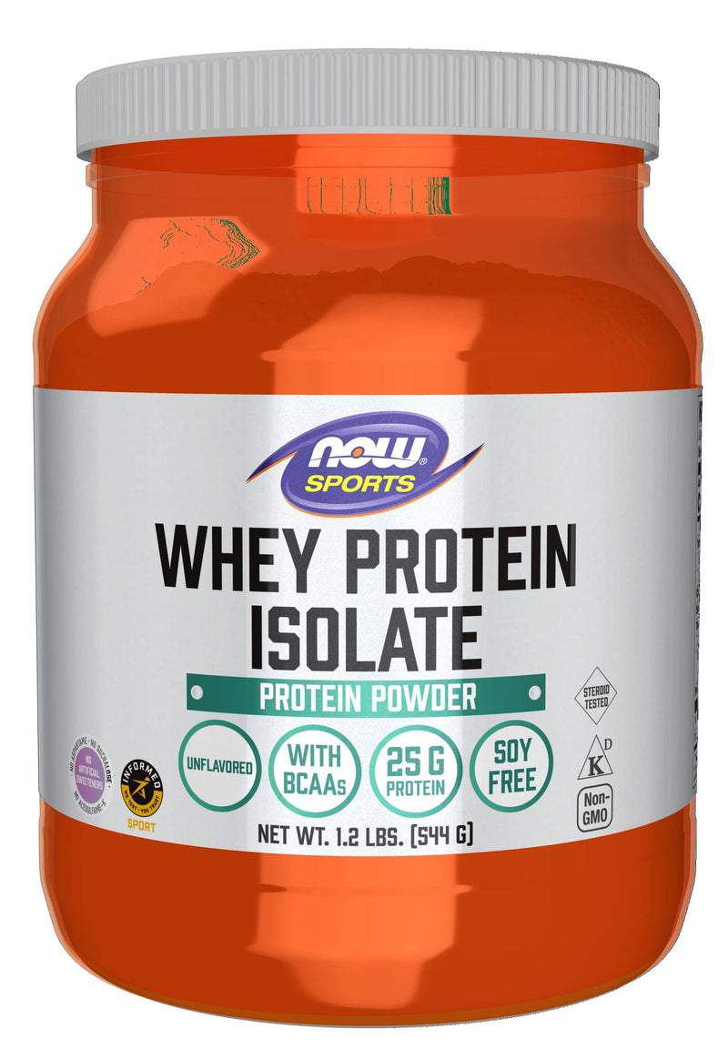 [Australia] - NOW Sports Nutrition, Whey Protein Isolate, 25 g With BCAAs, Unflavored Powder, 1.2-Pound 