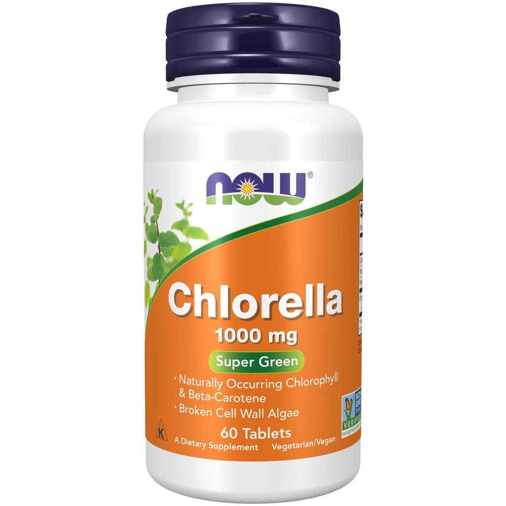 [Australia] - NOW Supplements, Chlorella 1000 mg with naturally occurring Chlorophyll, Beta-Carotene, mixed Carotenoids, Vitamin C, Iron and Protein, 60 Tablets 