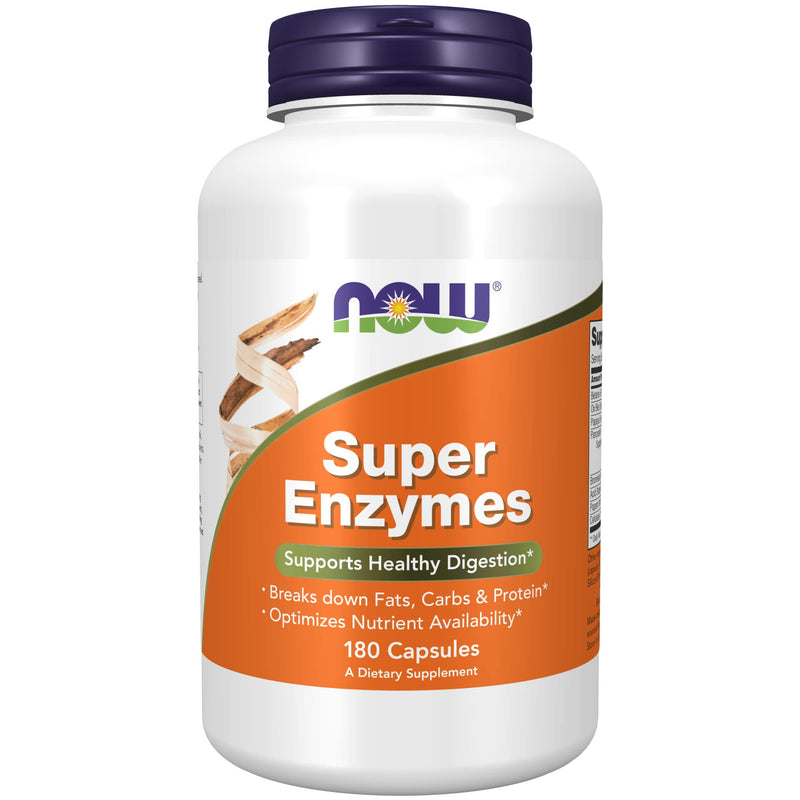 [Australia] - NOW Supplements, Super Enzymes, Formulated with Bromelain, Ox Bile, Pancreatin and Papain, Super Enzymes,180 Capsules 