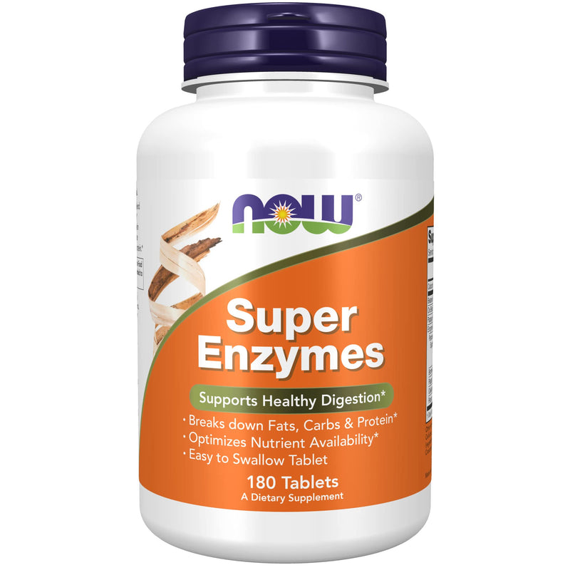 [Australia] - NOW Supplements, Super Enzymes, Formulated with Bromelain, Ox Bile, Pancreatin and Papain, Super Enzymes, 180 Tablets 180 Count (Pack of 1) 