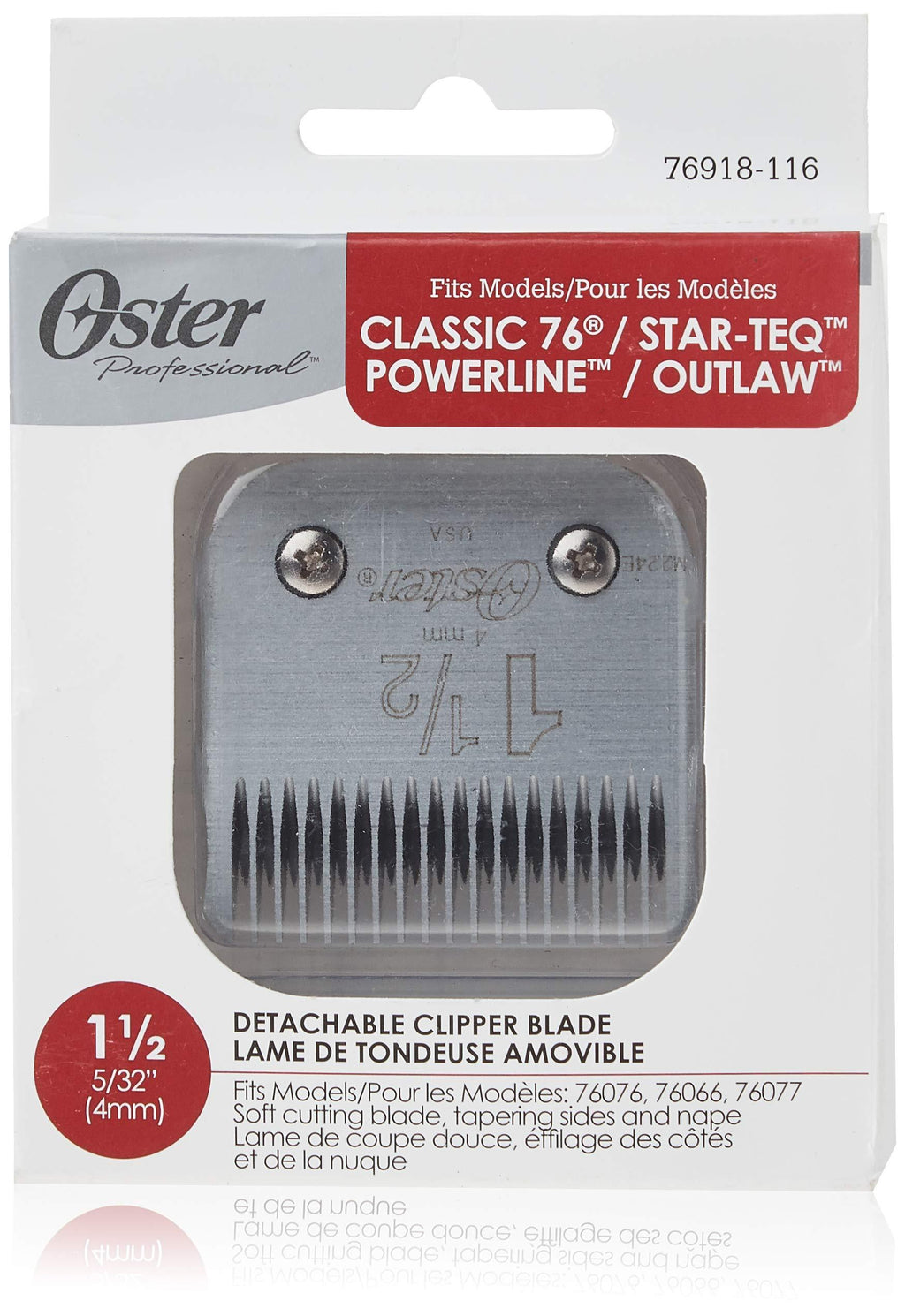 [Australia] - Oster Professional Detachable Clipper Replacement Blade, Size #1 1/2 (4 mm) 4 mm 