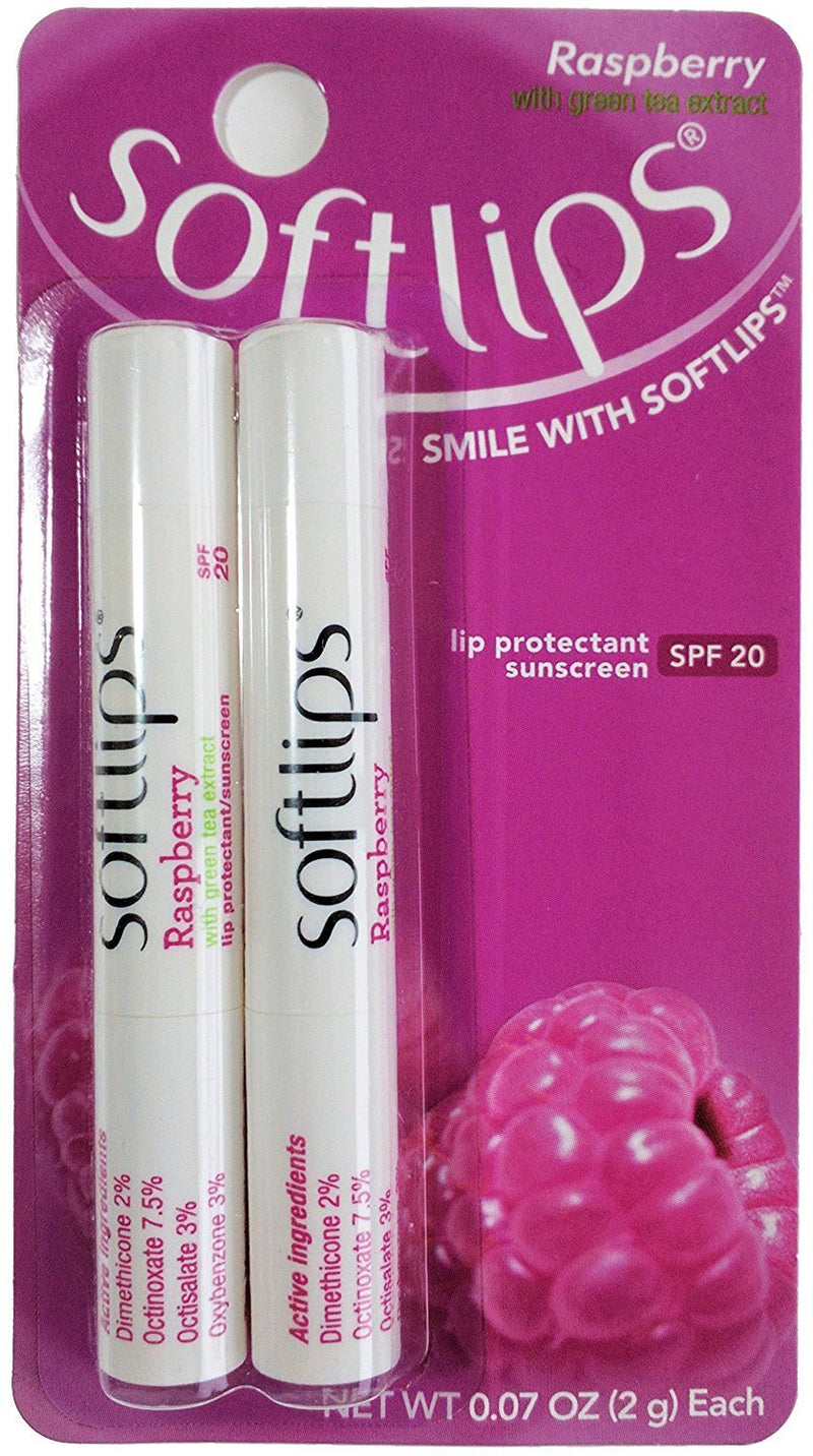 [Australia] - Softlips Lip Protectant sunscreen SPF 20, Raspberry with Green Tea Extract 2 ea 