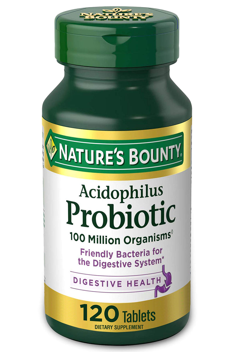 [Australia] - Nature’s Bounty Acidophilus Probiotic, Daily Probiotic Supplement, Supports Digestive Health, 1 Pack, 120 Tablets 120 Count 