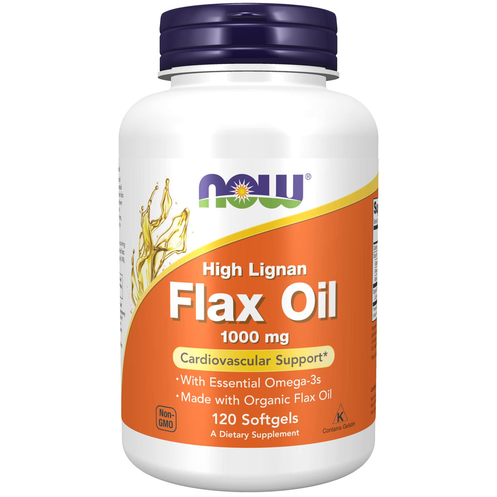 [Australia] - NOW Supplements, Flax Oil 1000 mg made with Organic Flax Oil, High Lignan, 120 Softgels 