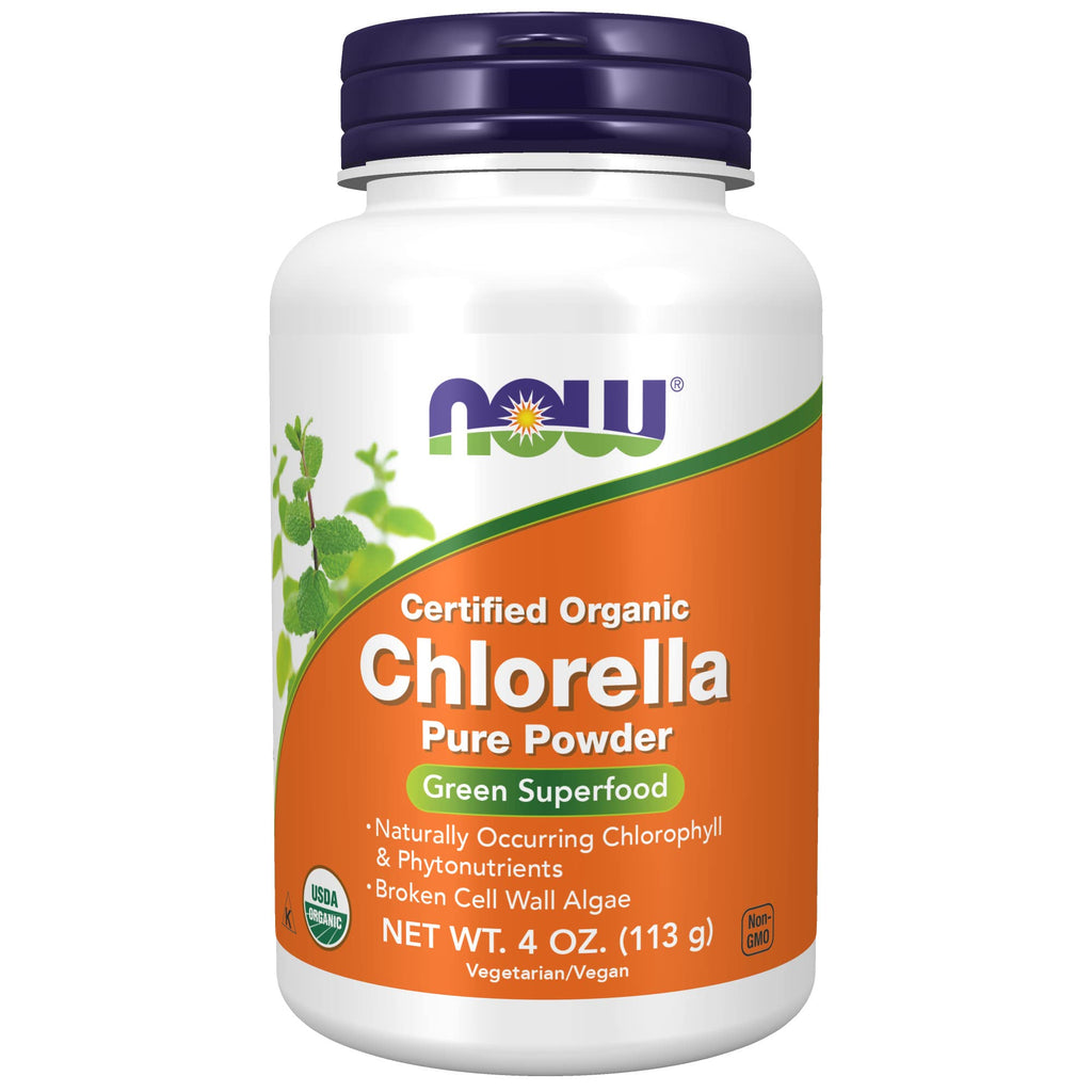 [Australia] - NOW Supplements, Organic Chlorella Powder with naturally occurring Chlorophyll, Beta-Carotene, mixed Carotenoids, Vitamin C, Iron and Protein, 4-Ounce 4 Ounce (Pack of 1) 