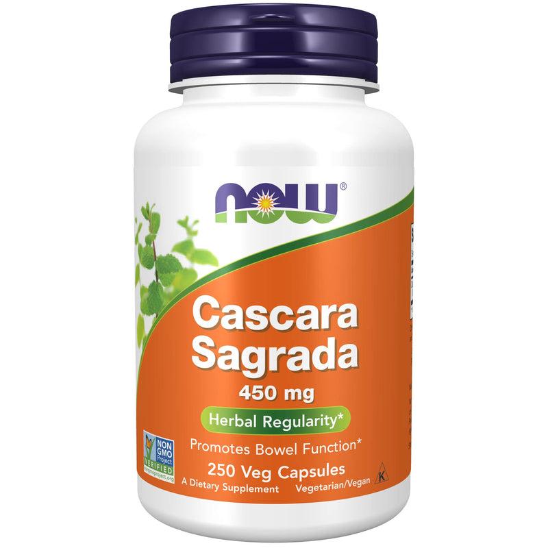 [Australia] - NOW Supplements, Cascara Sagrada (Rhamnus purshiana) 450 mg, Herbal Regularity*, 250 Veg Capsules 