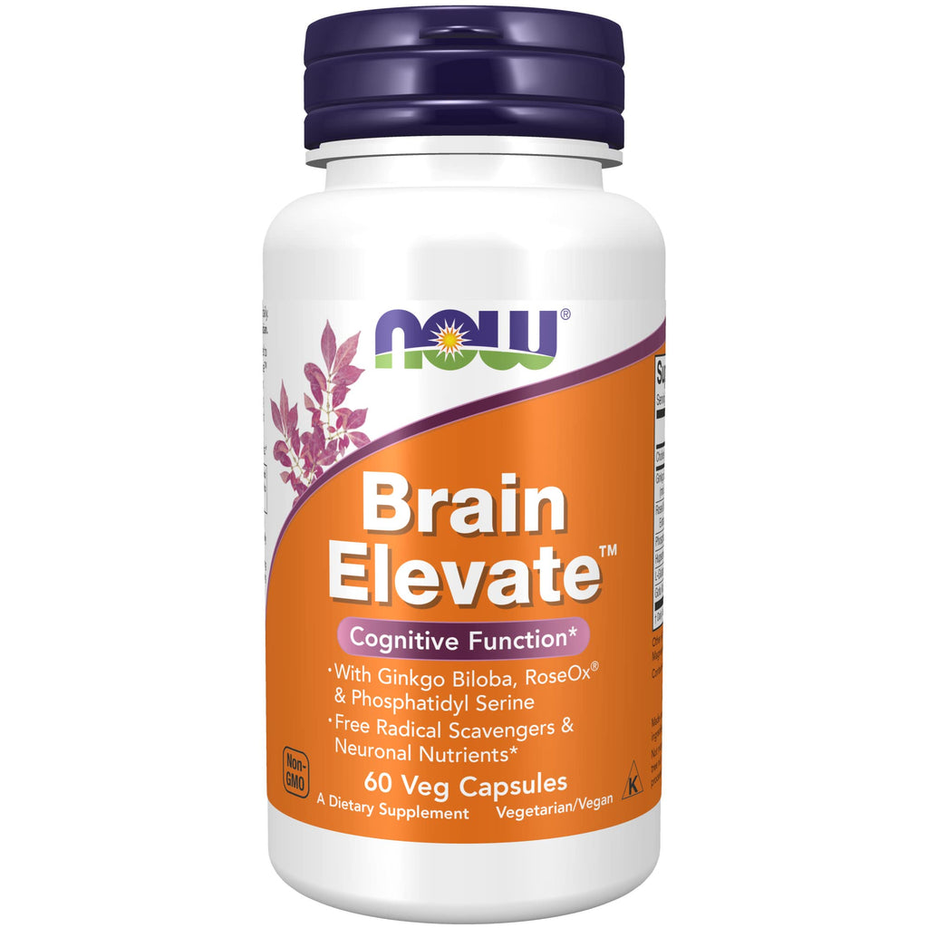 [Australia] - NOW Supplements, Brain Elevate™, Featuring Ginkgo Biloba, RoseOx® and Phosphatidyl Serine, 60 Veg Capsules 