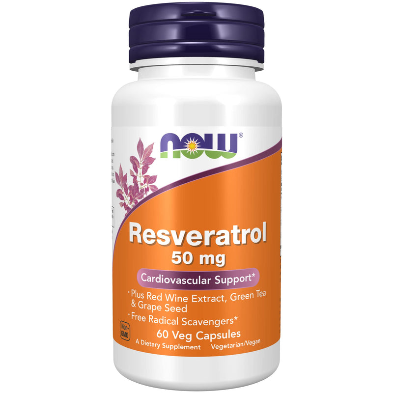 [Australia] - NOW Supplements, Natural Resveratrol plus Red Wine Extract, Green Tea & Grape Seed, 60 Veg Capsules 