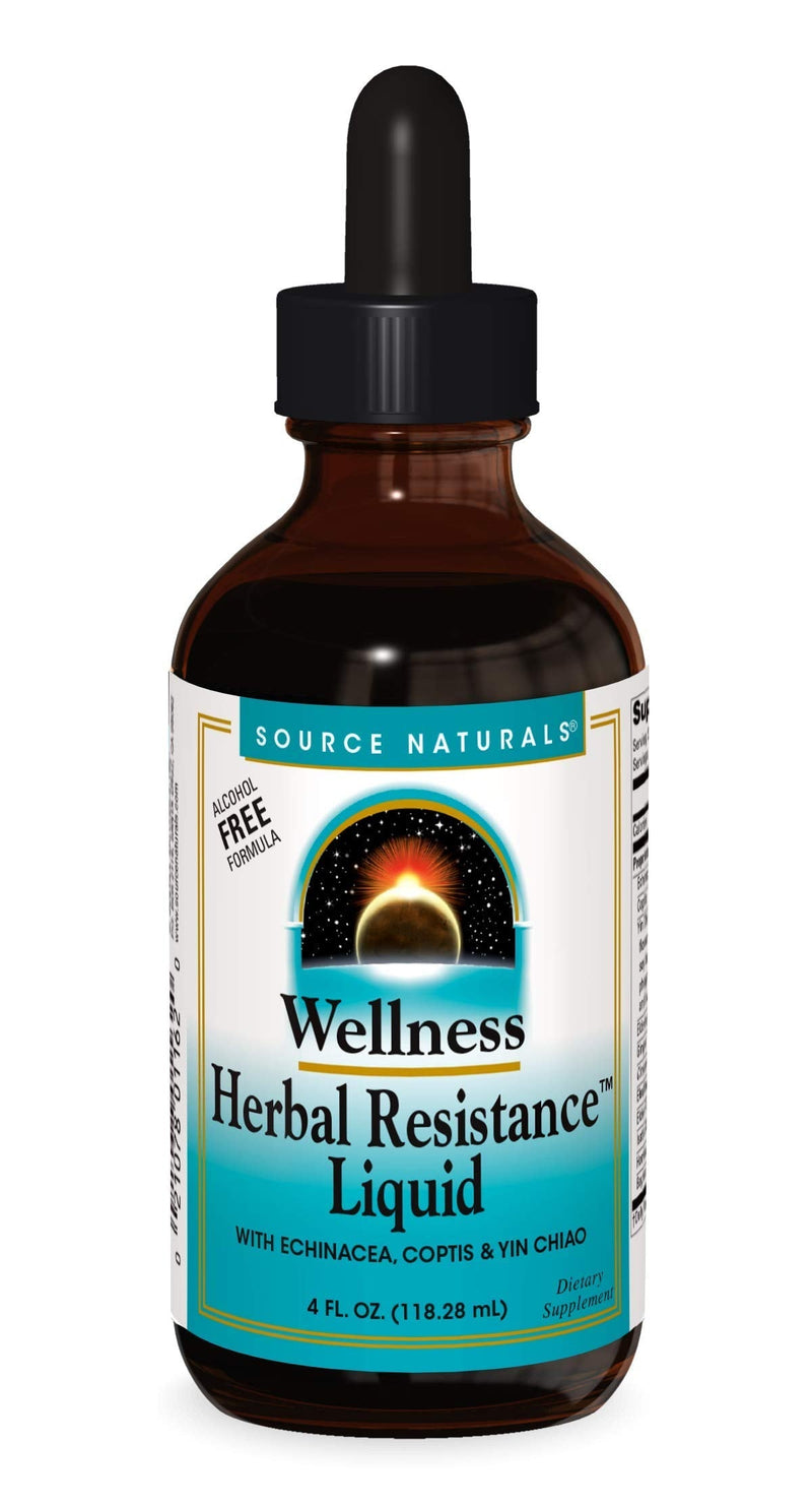 [Australia] - Source Naturals Wellness Herbal Resistance Liquid Formula with Echinacea, Coptis & Yin Chiao Immune Support - 4 Fluid oz 4 Fl Oz (Pack of 1) 