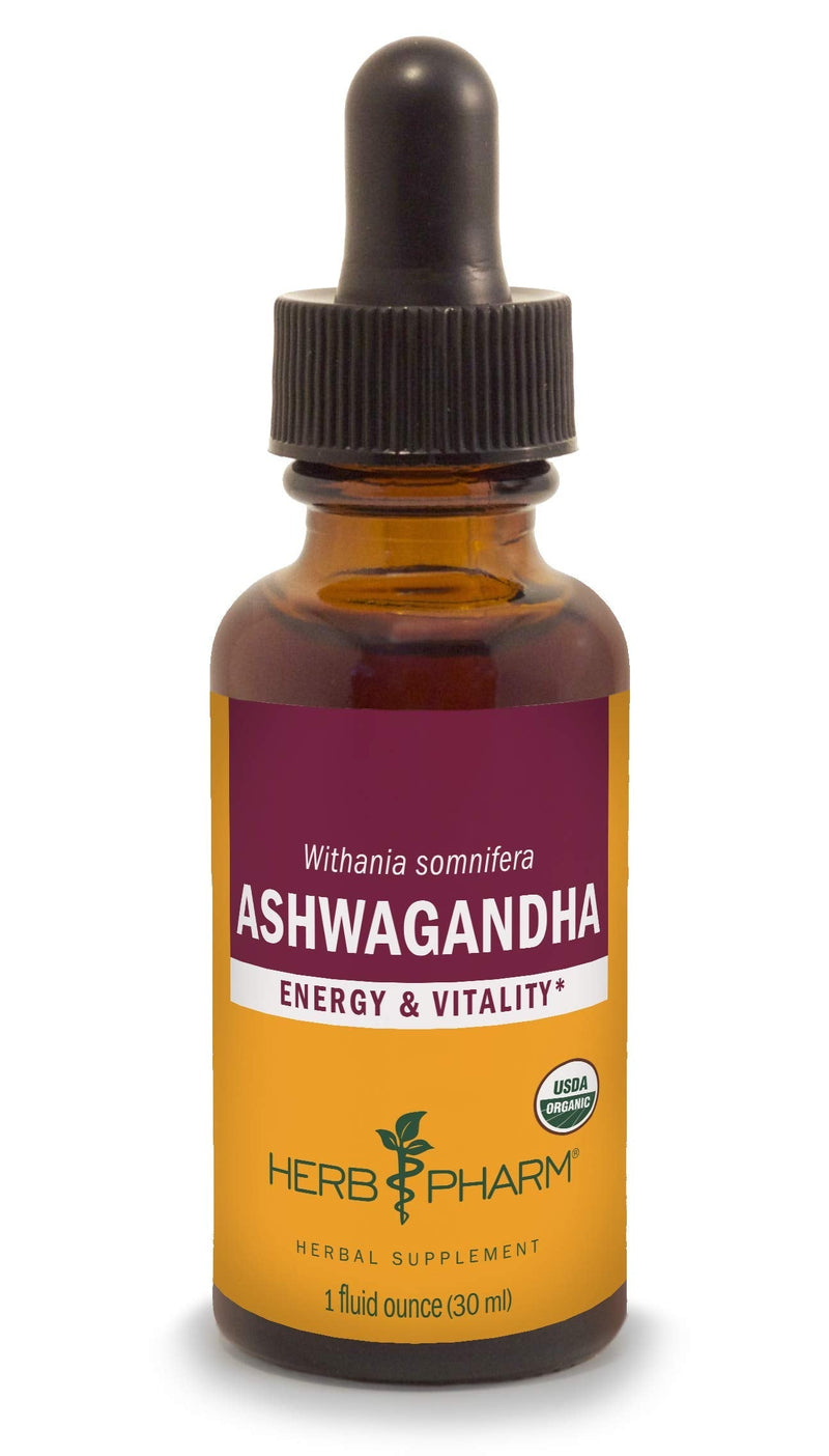 [Australia] - Herb Pharm Certified Organic Ashwagandha Extract for Energy and Vitality, Organic Cane Alcohol, 1 Ounce 1 Fl Oz (Pack of 1) 