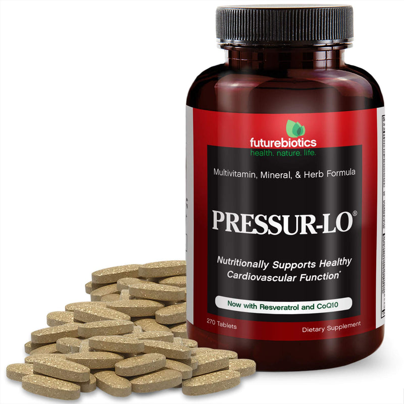 [Australia] - Futurebiotics Pressur-Lo Multi-Vitamin, Mineral & Herb Formula - CoQ10, Garlic, Calcium, Magnesium, Niacin, Resveratrol - Manufactured in an cGMP Registered Facility - Heavy Metal Tested, 270 Tablets 270 Count (Pack of 1) 