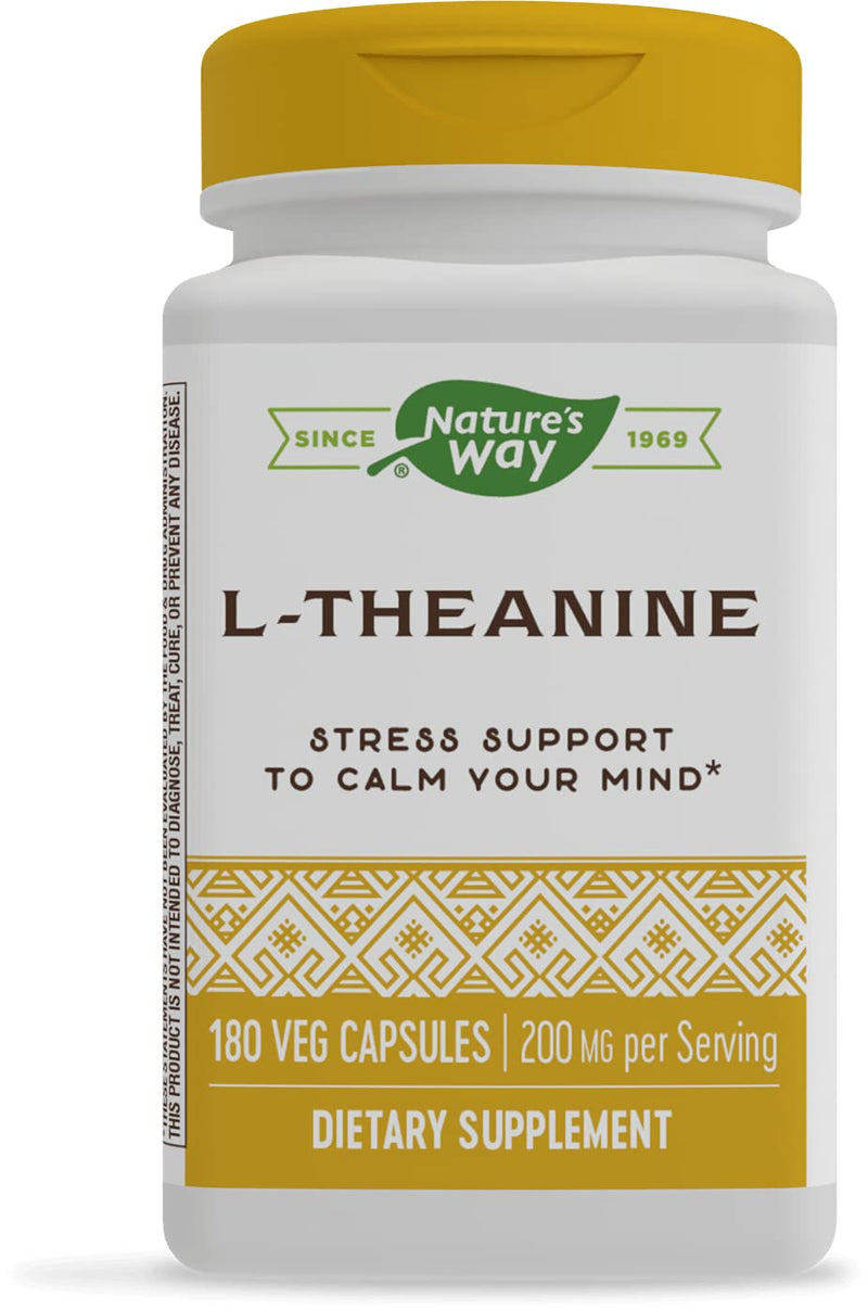 [Australia] - Nature's Way L-Theanine, Suntheanine Brand, Patented Amino Acid, 200 mg Potency, 180 Capsules 180 Count (Pack of 1) 
