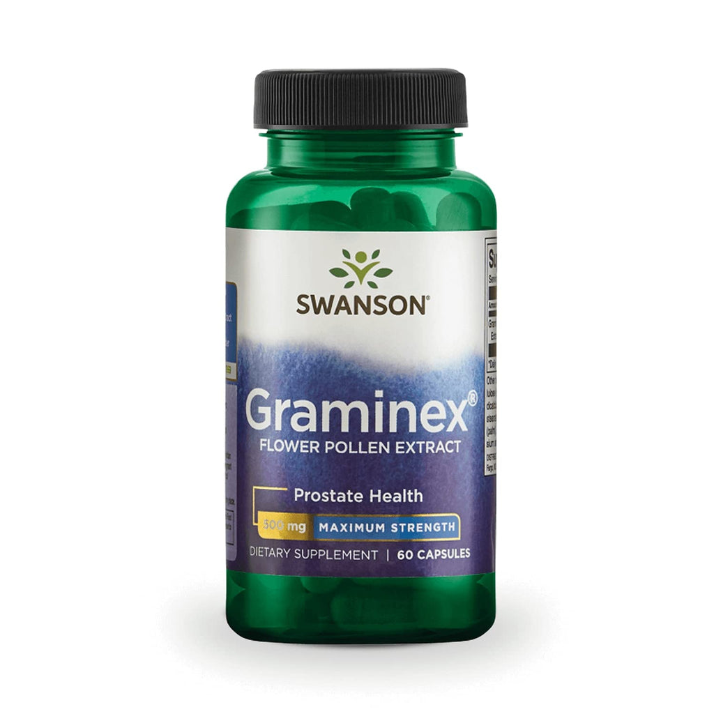 [Australia] - Swanson Maximum Strength Graminex Flower Pollen Extract - Supports Prostate Health, Urinary Tract Function, and Kidney Health - Mens Health Supplement - (60 Capsules, 500mg Each) 1 