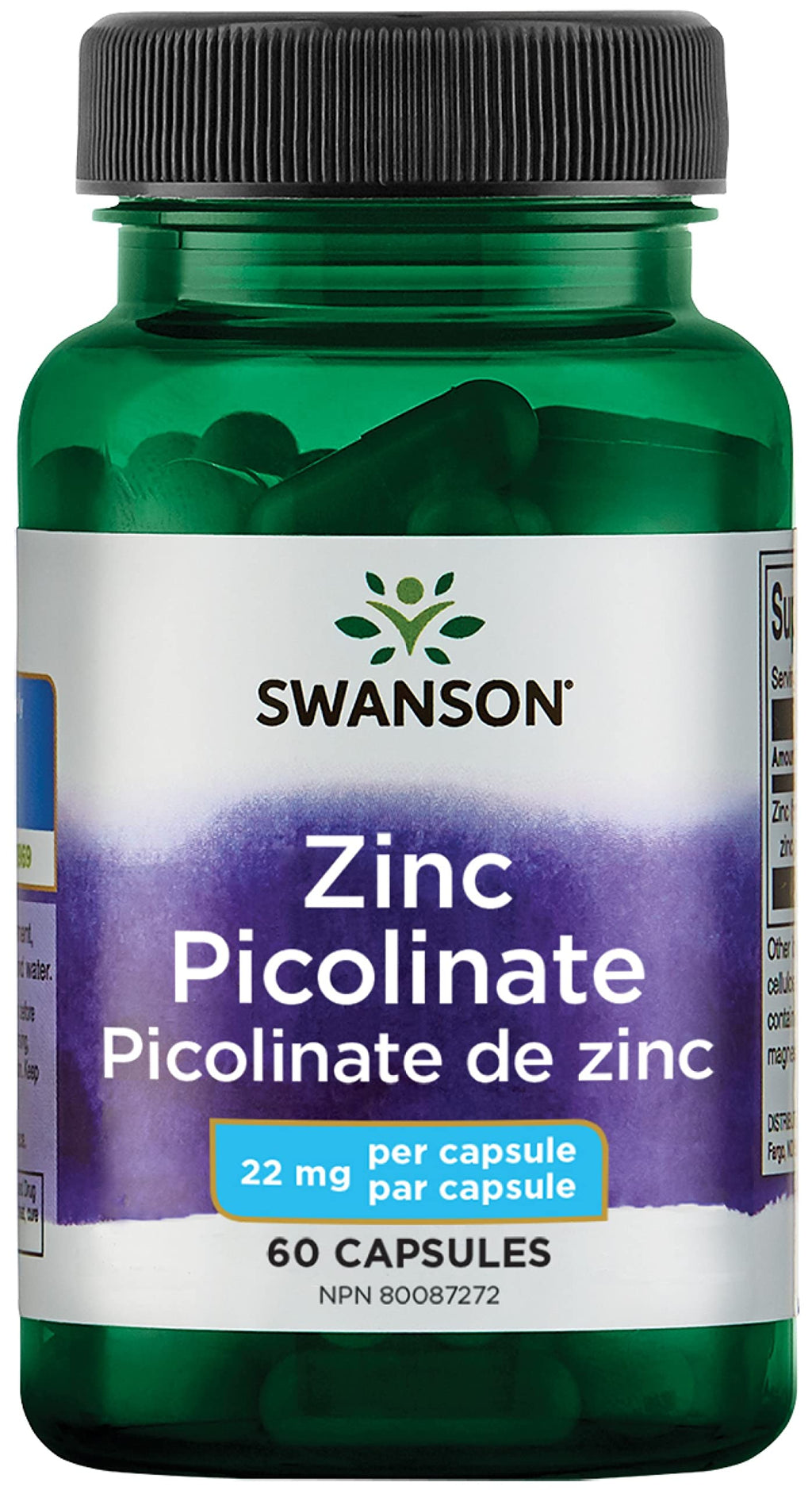 [Australia] - Swanson Zinc Picolinate - Mineral Supplement Promoting Prostate Health, Vision Health, & Immune Support - Body Preferred Form of Chelated Zinc - (60 Capsules, 22mg Each) 1 