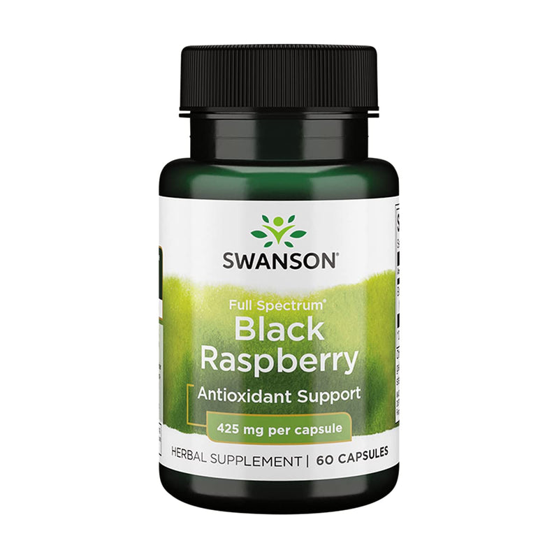 [Australia] - Swanson Black Raspberry - Herbal Supplement Promoting Overall Wellness Support - Natural Source of Flavonoids & Vitamin C - (60 Capsules, 425mg Each) 1 
