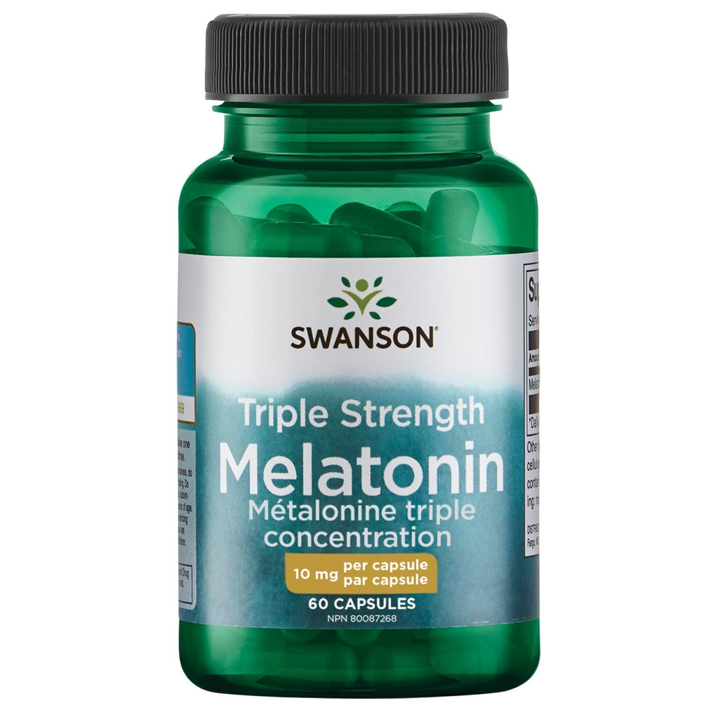 [Australia] - Swanson Triple Strength Melatonin - Natural Sleep Support for Disrupted Sleep Cycles - Sleep Aid Supplement Promoting Restful Sleep - (60 Capsules, 10mg Each) 