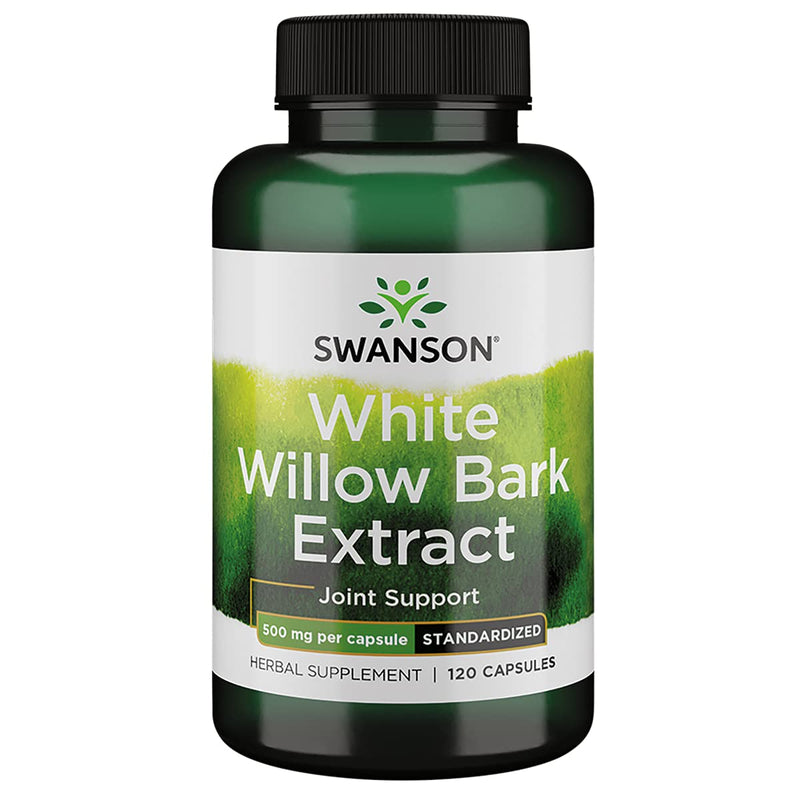 [Australia] - Swanson White Willow Bark Extract - Promotes Joint Support and Muscle Relief - Standardized to 15% Salicin - Natural Supplement with No Stomach Irritation - (120 Capsules, 500mg Each) 1 