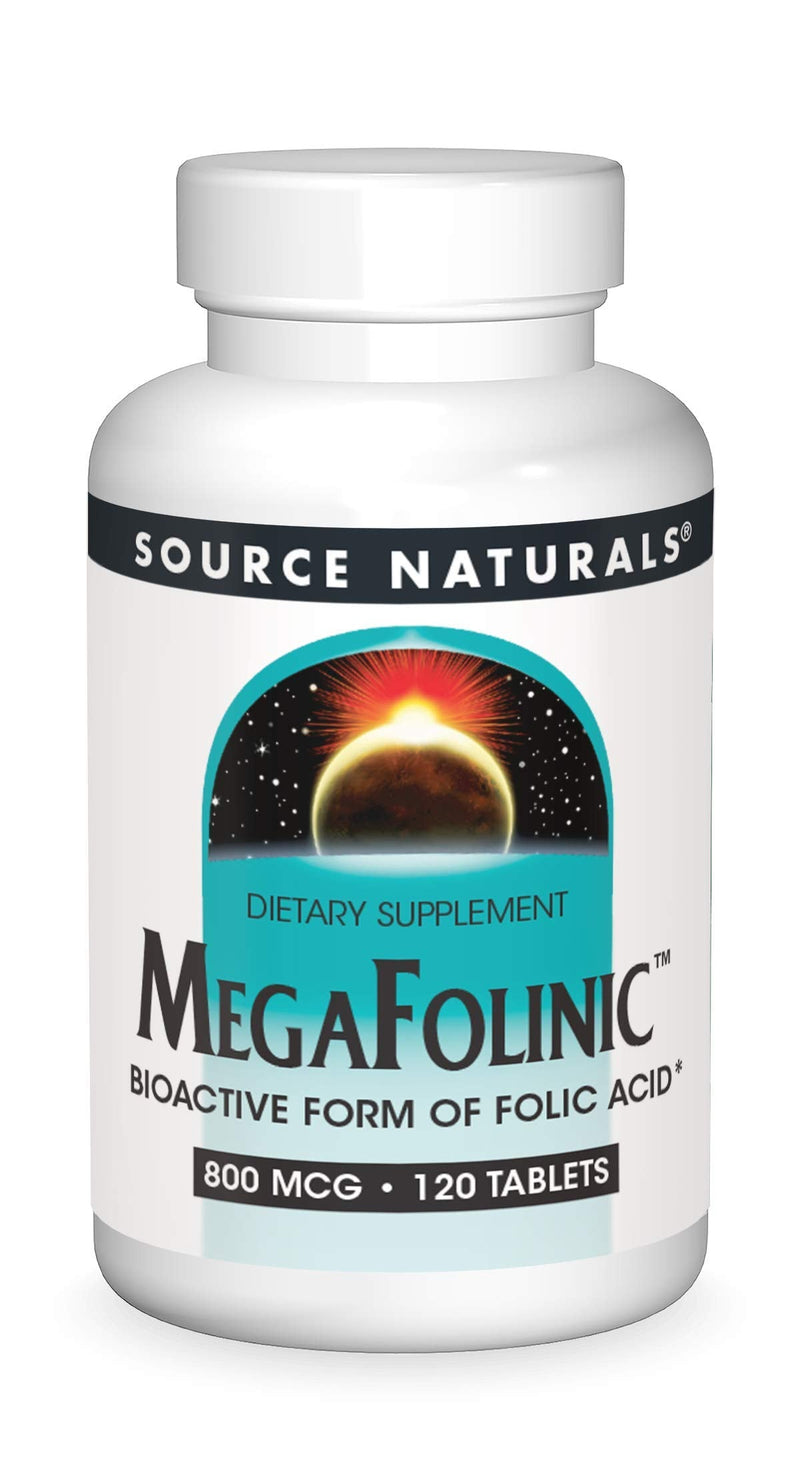 [Australia] - Source Naturals MegaFolinic 800mcg - 120 Tablets 1 120 Count (Pack of 1) 