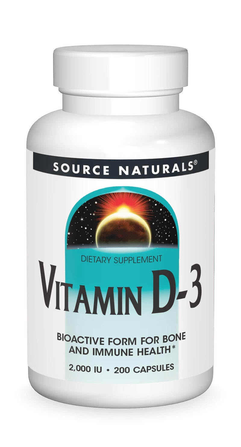 [Australia] - Source Naturals Vitamin D-3 2000 iu Supports Bone & Immune Health - 200 Capsules 200 Count (Pack of 1) 