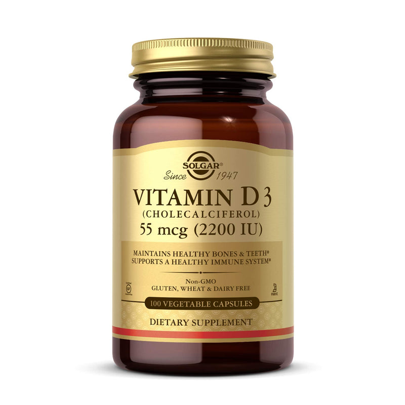 [Australia] - Solgar Vitamin D3 (Cholecalciferol) 55 mcg (2200 IU) Vegetable Capsules - 100 Count 