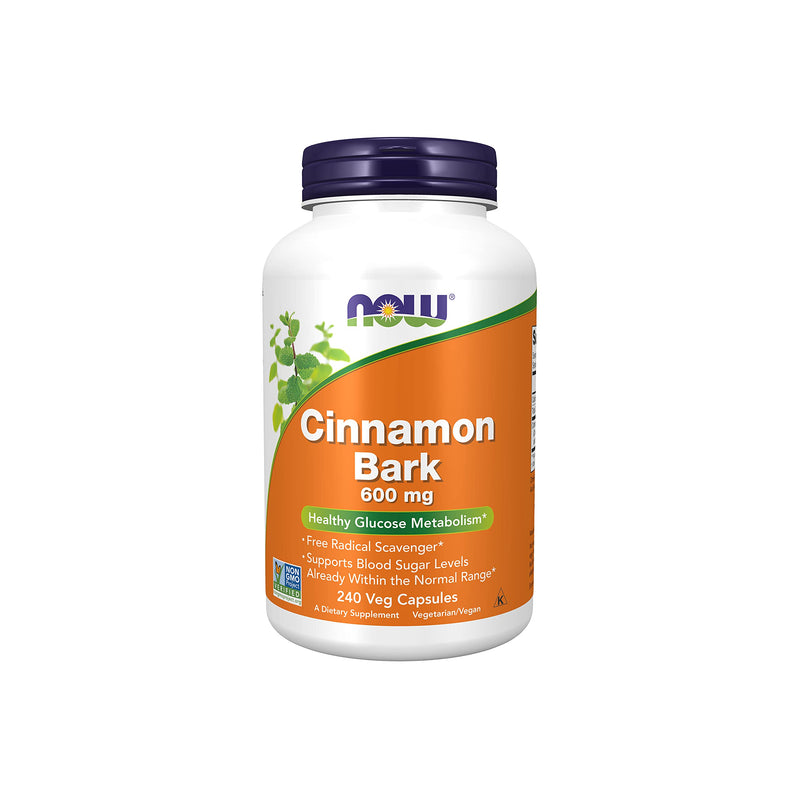 [Australia] - NOW Supplements, Cinnamon Bark 600 mg, Non-GMO Project Verified, Healthy Glucose Metabolism*, 240 Veg Capsules 240 Count (Pack of 1) 