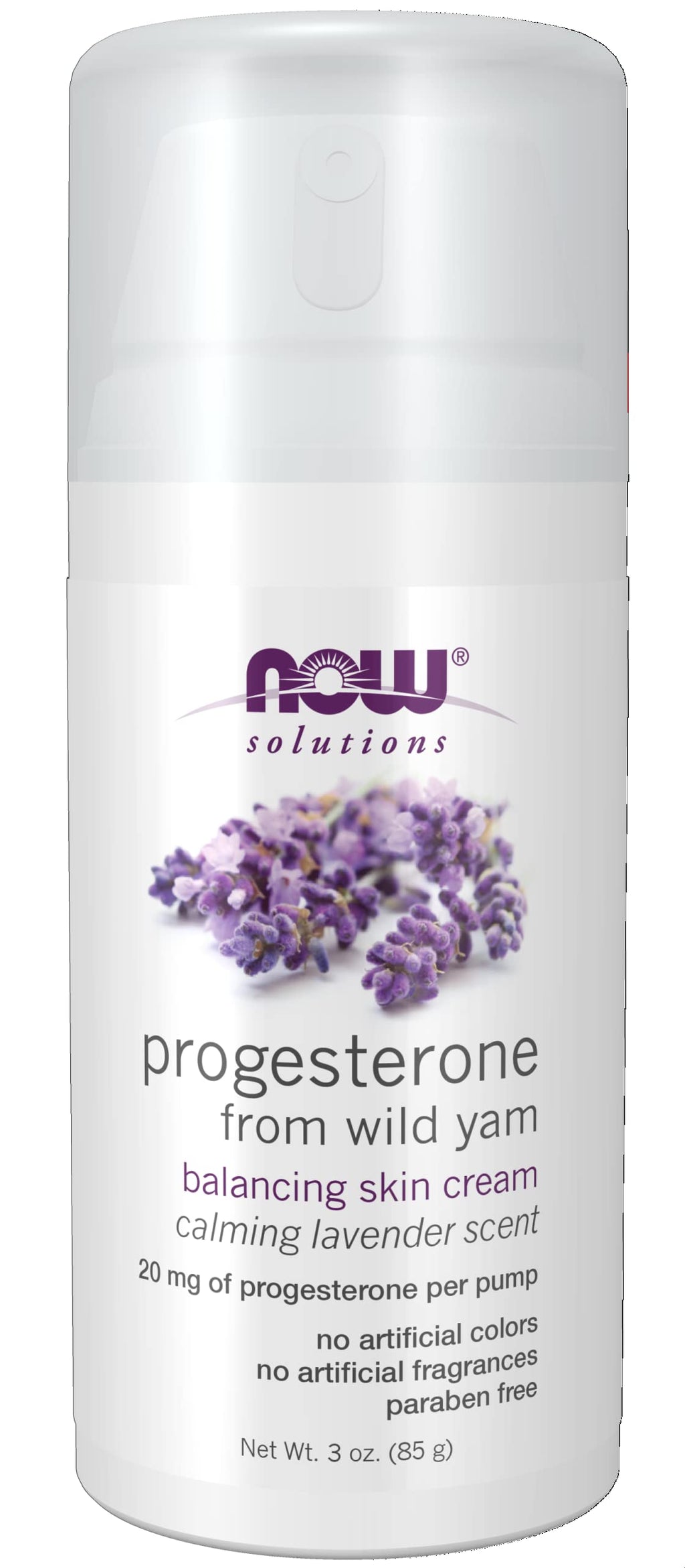 [Australia] - NOW Solutions, Natural Progesterone, Balancing Skin Cream with Lavender, 20 mg of Natural Progesterone Per Pump, 3-Ounce Calming Lavender 