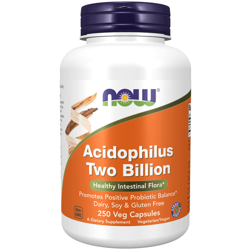 [Australia] - NOW Supplements, Acidophilus, Two Billion, Strain Verified, Healthy Intestinal Flora*, 250 Veg Capsules 