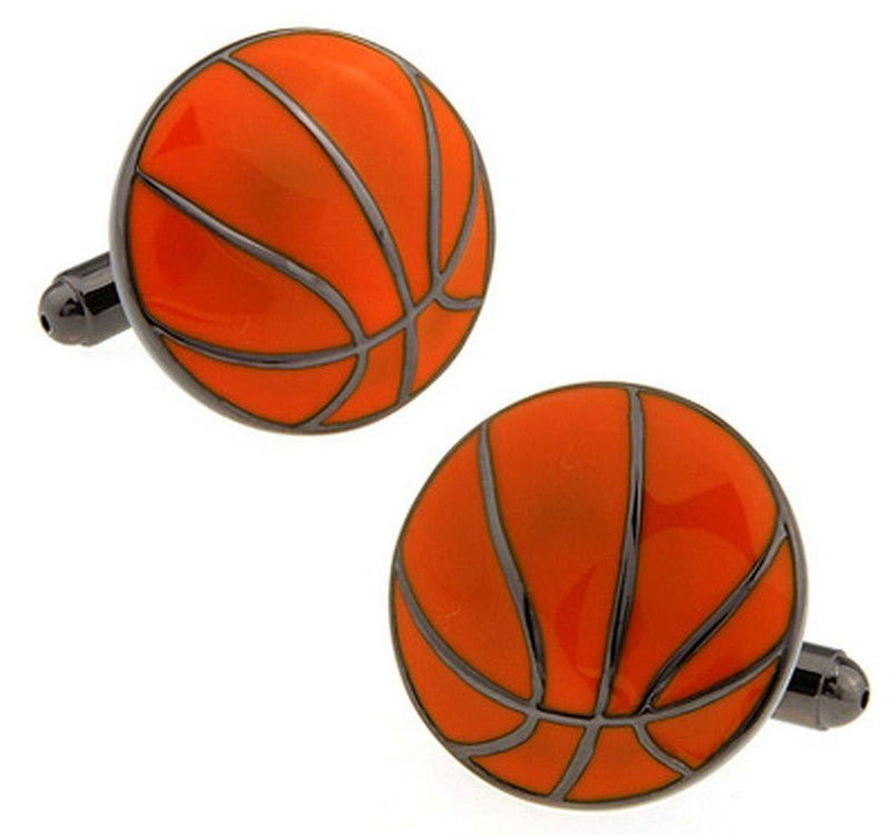 [Australia] - Cuff-Daddy Orange Basketball Silver Cufflinks with Presentation Box 