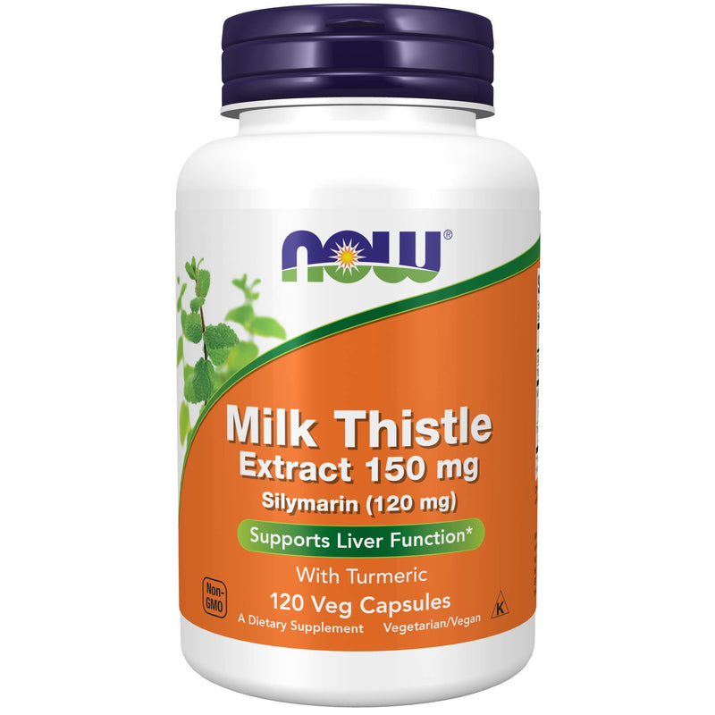 [Australia] - NOW Supplements, Silymarin Milk Thistle Extract 150 mg with Turmeric, Supports Liver Function*, 120 Veg Capsules 