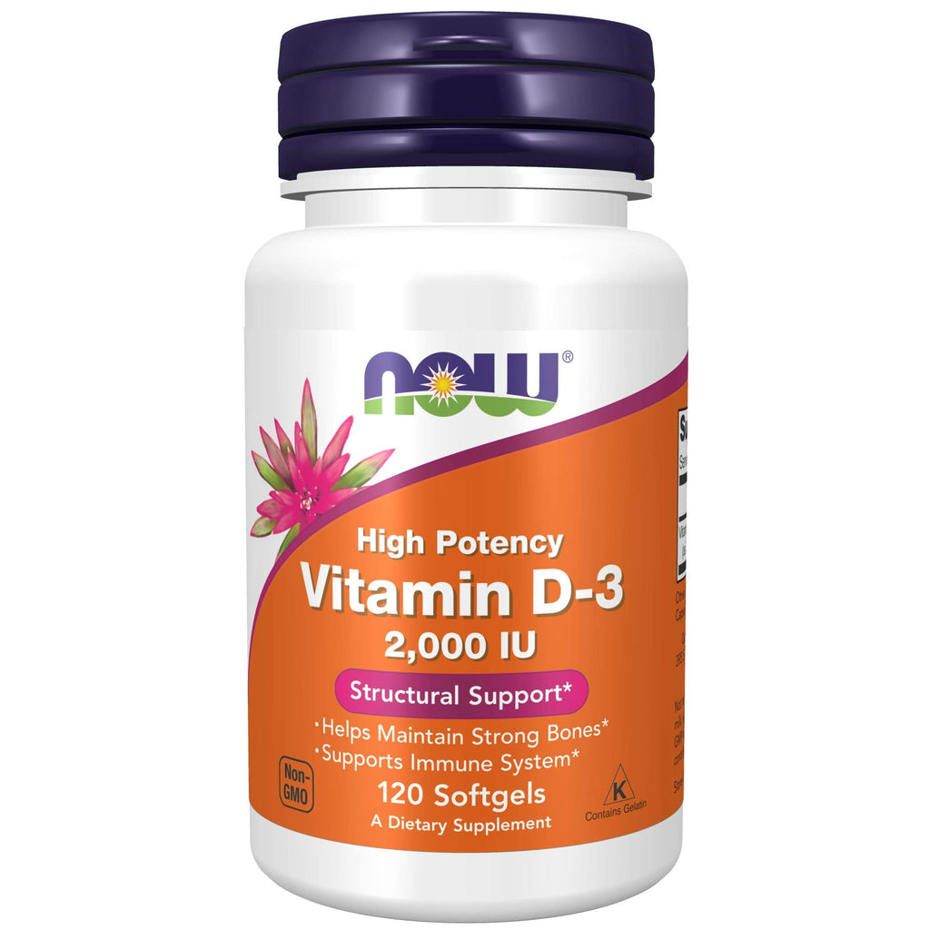 [Australia] - NOW Supplements, Vitamin D-3 2,000 IU, High Potency, Structural Support*, 120 Softgels 120 Count (Pack of 1) 