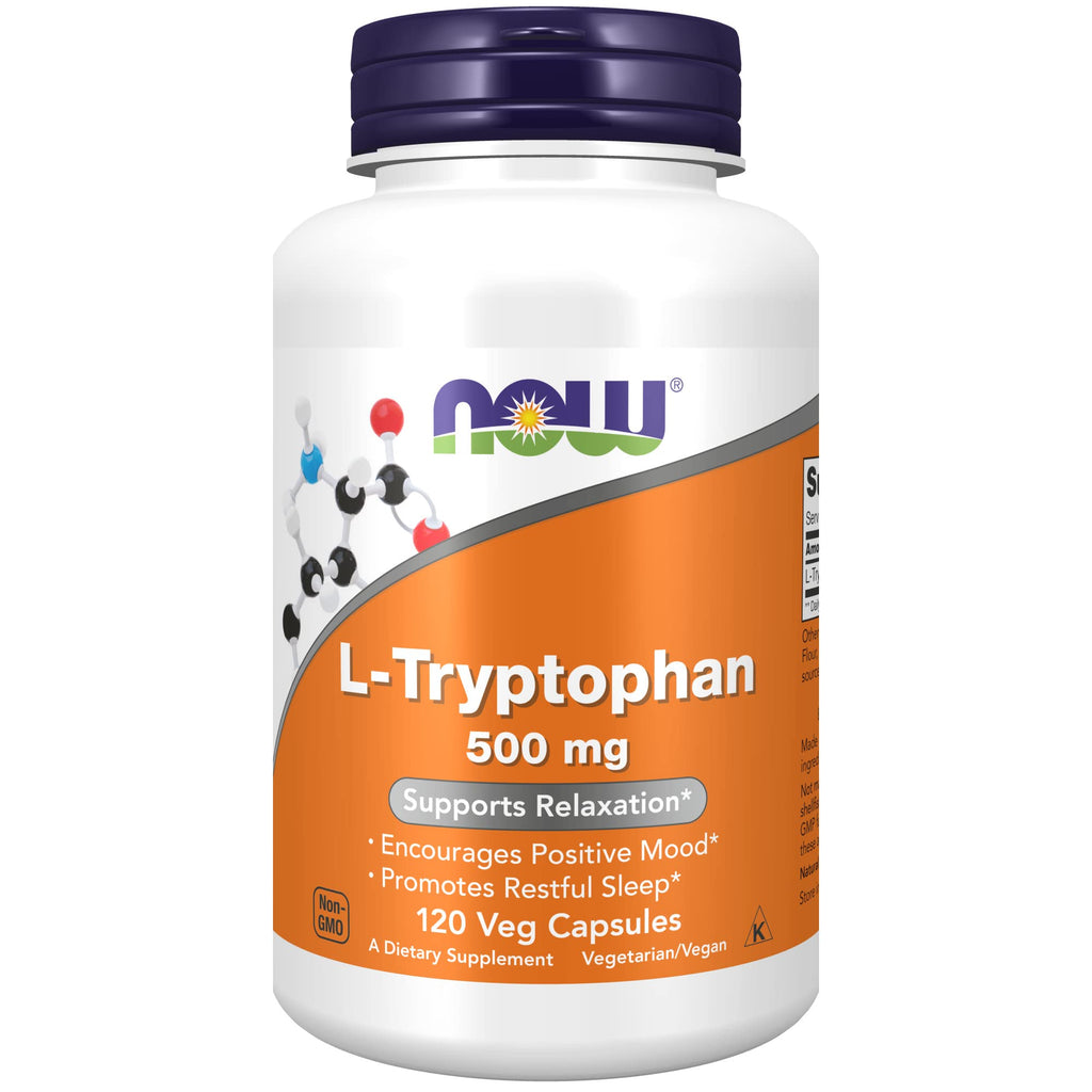 [Australia] - NOW Supplements, L-Tryptophan 500 mg, Encourages Positive Mood*, Supports Relaxation*, 120 Veg Capsules 