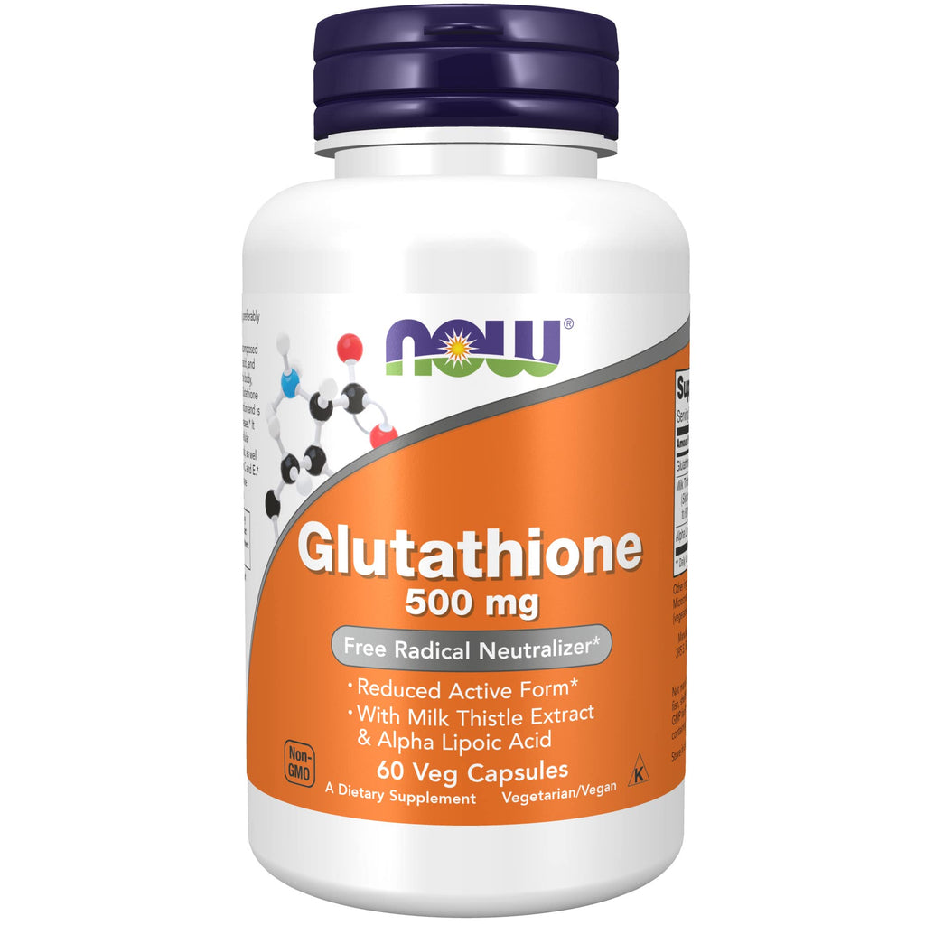 [Australia] - NOW Supplements, Glutathione 500 mg, With Milk Thistle Extract & Alpha Lipoic Acid, Free Radical Neutralizer*, 60 Veg Capsules 60 Count (Pack of 1) 