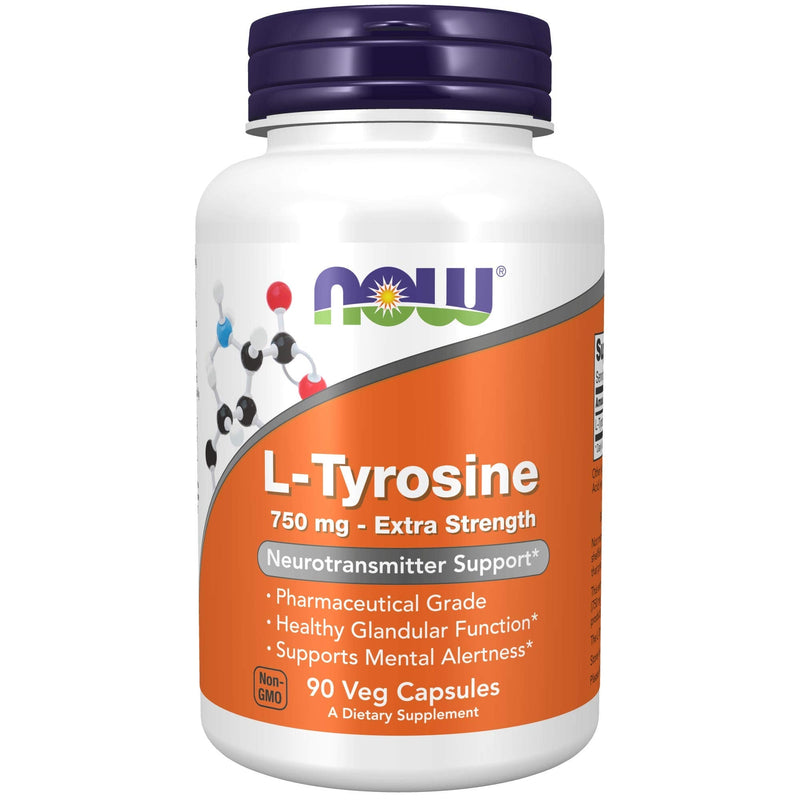 [Australia] - NOW Supplements, L-Tyrosine 750 mg, Supports Mental Alertness*, Neurotransmitter Support*, 90 Veg Capsules 90 Count (Pack of 1) 