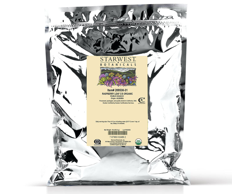 [Australia] - Starwest Botanicals Organic Raspberry Leaf Tea [1 Pound Bag] Loose Cut & Sifted Raspberry Leaves in Bulk 1 Pound (Pack of 1) 
