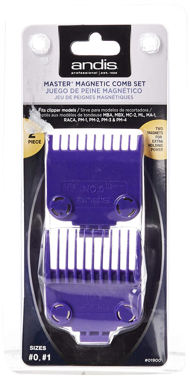 [Australia] - Andis 01900 Master Magnetic Comb Set - Dual Pack (2pcs), Purple Sizes 0, 1 