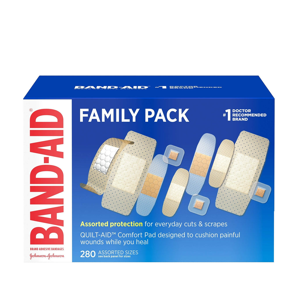 [Australia] - Band-Aid Brand Adhesive Bandage Family Variety Pack, Sheer & Clear Flexible Sterile Bandages with Hurt-Free, Breathable Technology for First Aid Wound Care, Assorted Sizes, 280 ct 