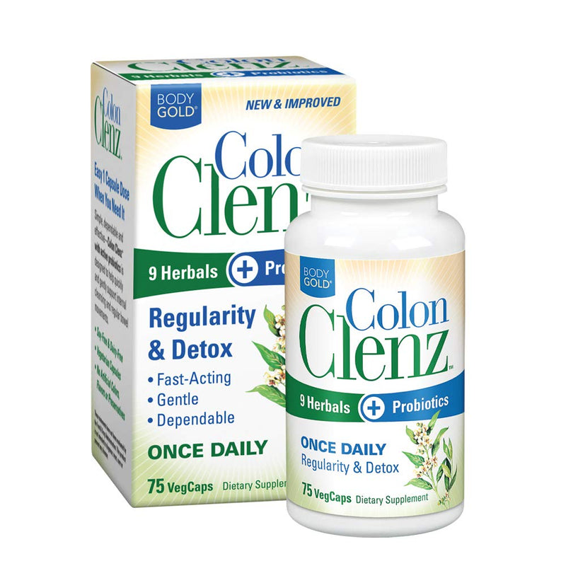 [Australia] - Body Gold Colon Clenz & Detox Overnight Formula | Once Daily with 9 Herbs + Active Probiotics | Weight Loss | Constipation Relief for Adults | Bloating Relief for Women & Men | 75 Servings, 75 CT 75 Count (Pack of 1) 