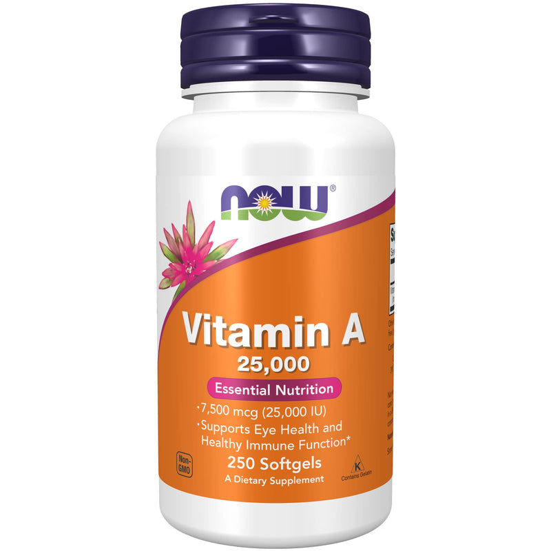 [Australia] - NOW Supplements, Vitamin A (Fish Liver Oil) 25,000 IU, Essential Nutrition, 250 Softgels 250 Count (Pack of 1) 