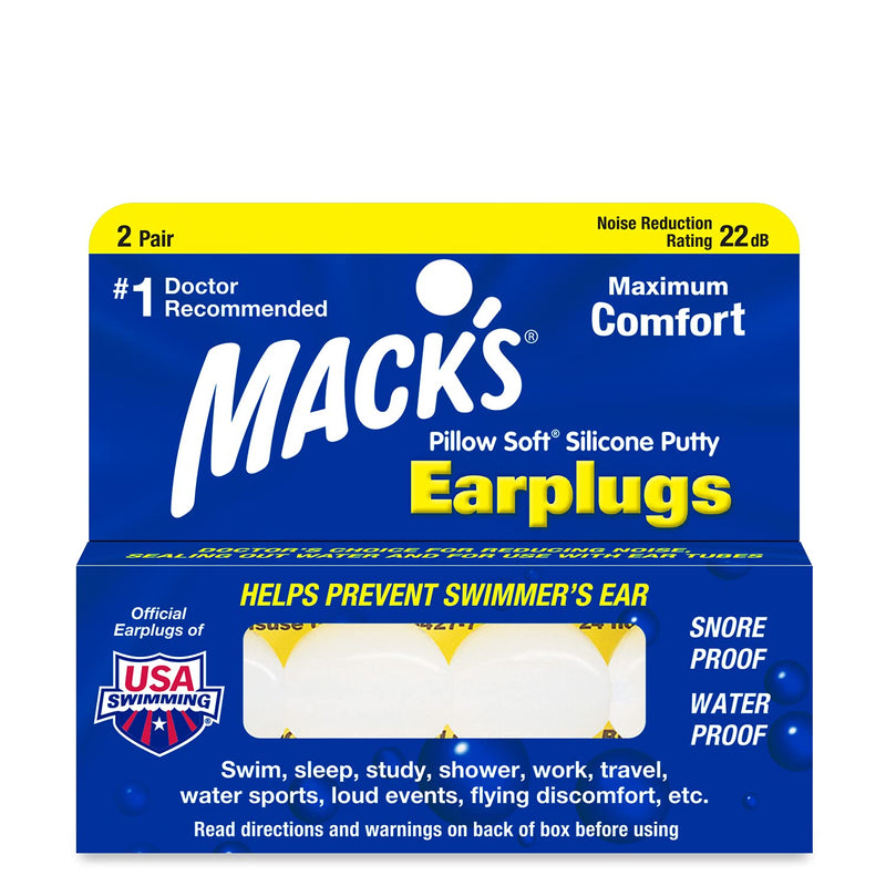 [Australia] - Mack’s Pillow Soft Silicone Earplugs – 2 Pair – The Original Moldable Silicone Putty Ear Plugs for Sleeping, Snoring, Swimming, Travel, Concerts and Studying 