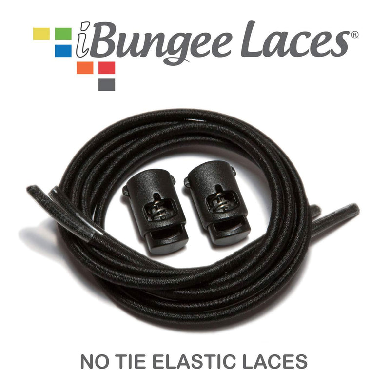 [Australia] - iBungee Laces (Elastic No Tie Shoelaces) (Made in the USA) 22-inch Black 