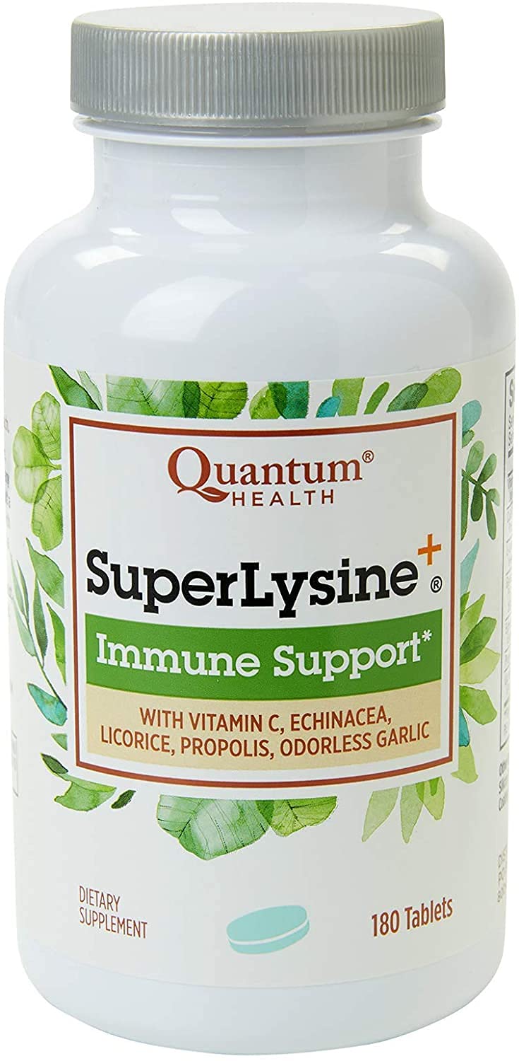 [Australia] - Quantum Health Super Lysine+ / Advanced Formula Lysine+ Immune Support with Vitamin C, Echinacea, Licorice, Propolis, Odorless Garlic (180 Tablets), Packaging may vary 