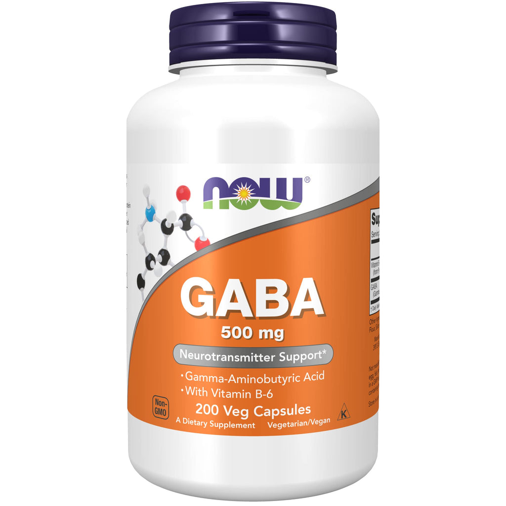 [Australia] - NOW Supplements, GABA (Gamma-Aminobutyric Acid) 500 mg + B-6, Natural Neurotransmitter*, 200 Veg Capsules 200 Count (Pack of 1) 