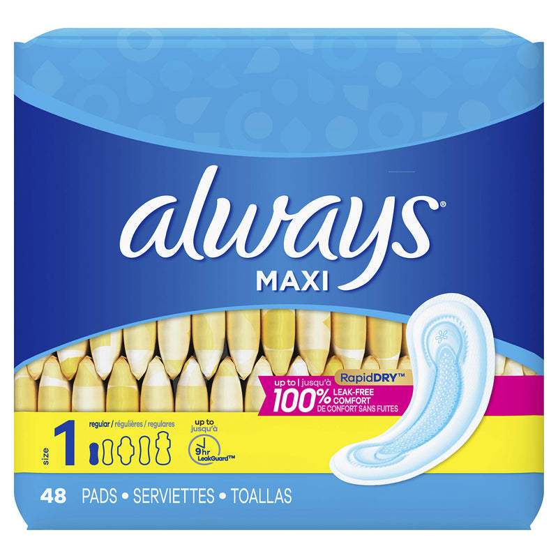 [Australia] - Always Maxi Unscented Pads without Wings, Regular, 48 Count 48 Count (Pack of 1) 