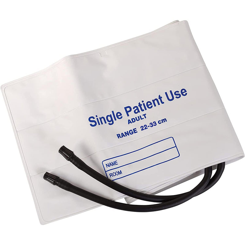 [Australia] - MABIS Single Patient Use Disposable Blood Pressure Cuffs with Universal Connectors, Two Tubes, Adult Size, 22-33 cm, 5 count 